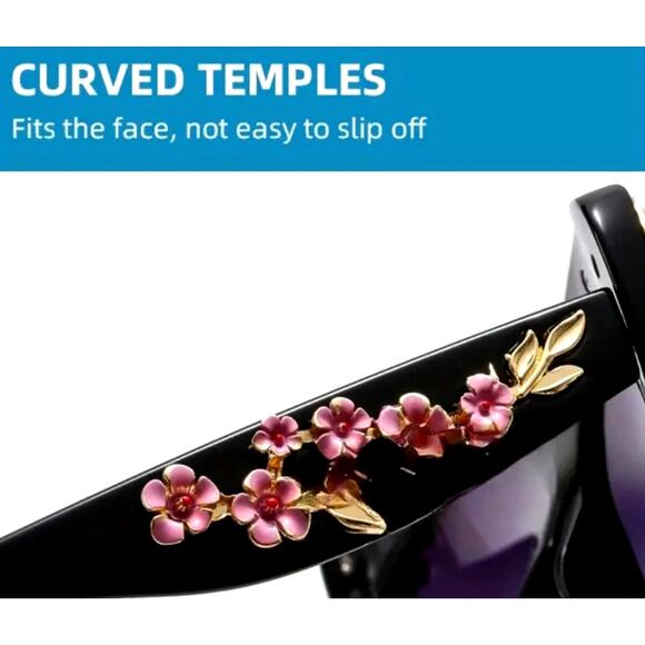 Chic Cat Tortoise Shell Sunglasses Fairmarry Pink Roses - Picture 8 of 12